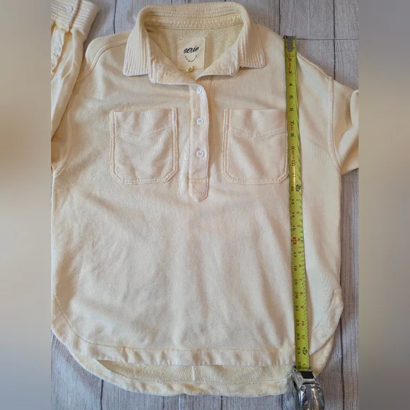 Aerie Size XS Oversized Butter yellow Button Collared Casual Lumberjane Soft - Picture 8 of 9